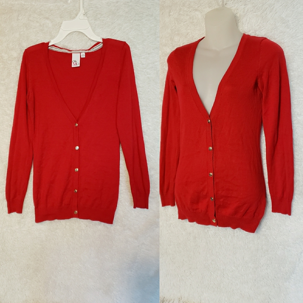 ❌SOLD❌90's Candy Red Skinny Slim Fit Cardigan - Picture 10 of 16